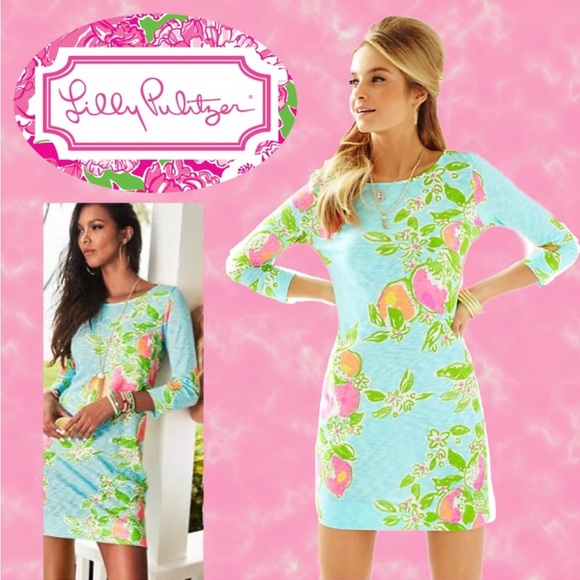 Lilly Pulitzer Long Sleeve Dress in Blue and Pink Floral - Picture 3 of 5